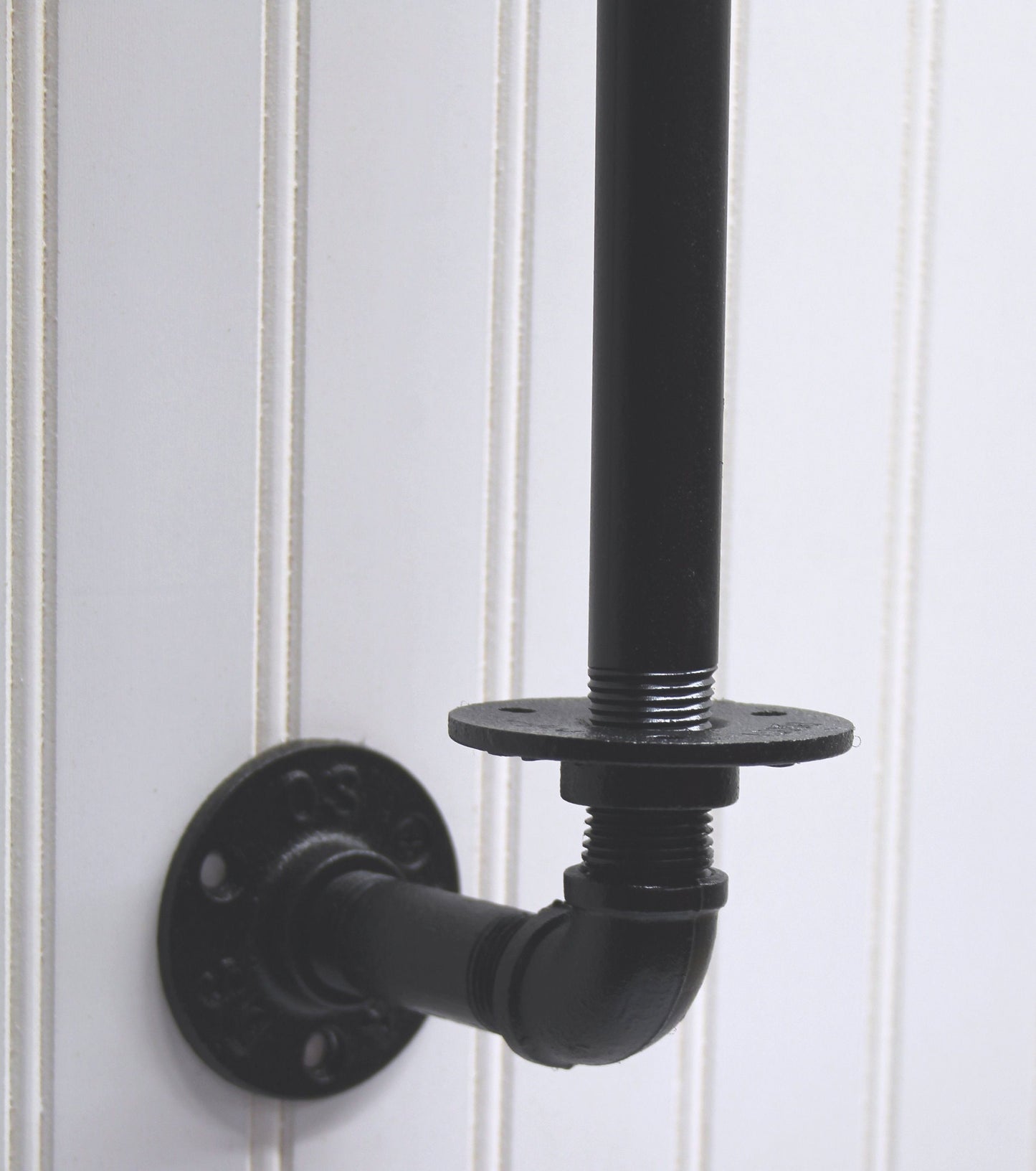 Rustic Black Iron Pipe Paper Towel Holder, Side-mount