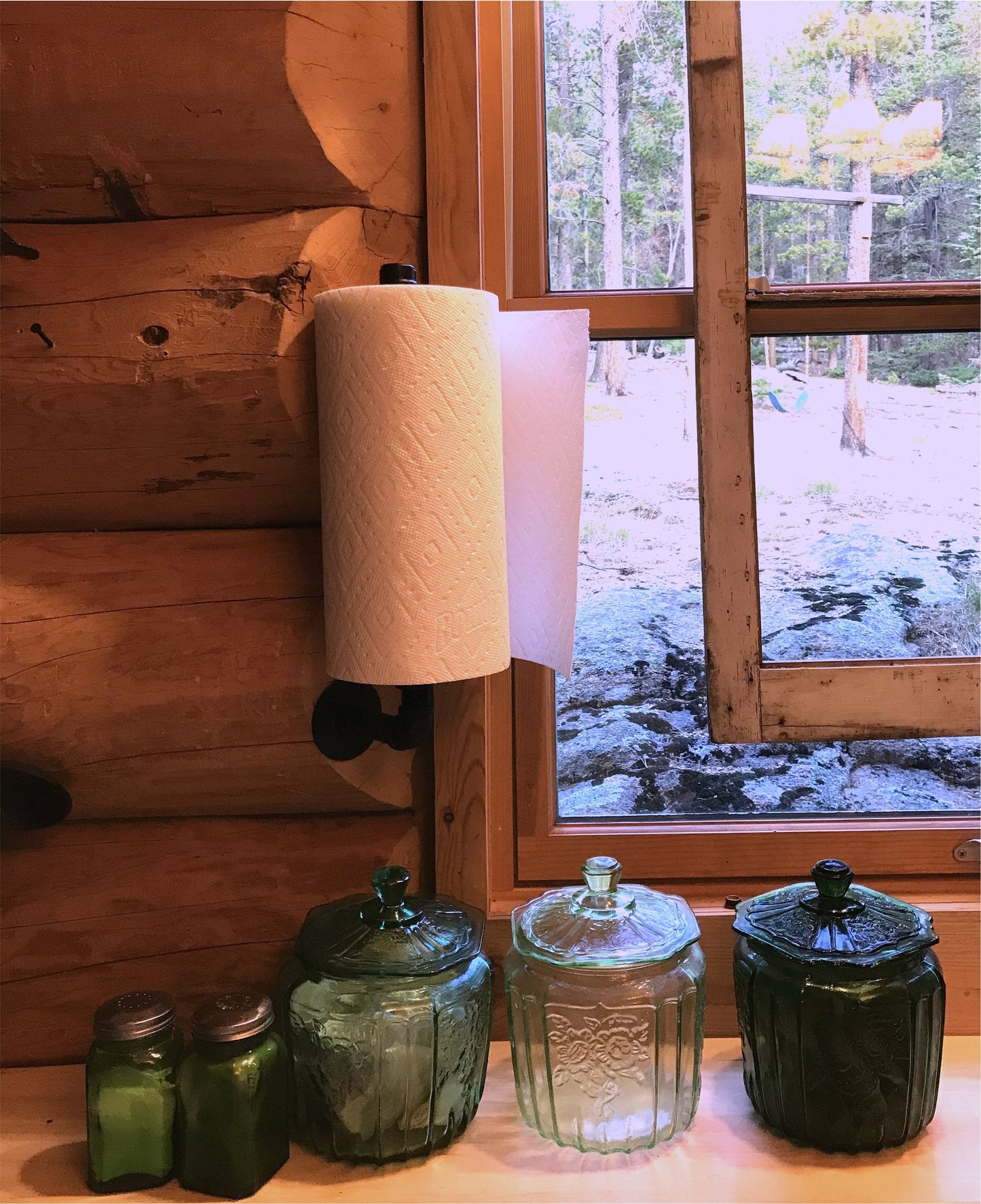 Rustic Black Iron Pipe Paper Towel Holder, Side-mount
