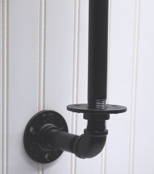 Rustic Black Iron Pipe Paper Towel Holder, Side-mount
